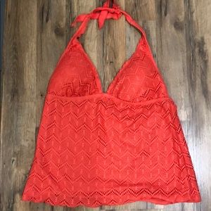 NWT XL Mossimo coral halter crocheted tankini top
